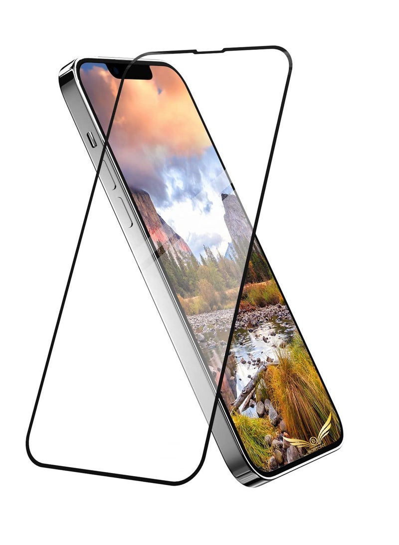 BORTONY Tempered Glass Full Coverage Designed for iPhone 14/13/13 Pro Screen Protector [9H Military Shatterproof Protection] Easy Install Bubble Free Protective Film Case-friendly 6.1'' - Image 1