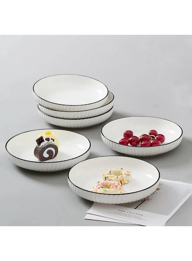 P-PLUS INTERNATIONAL Fusion Porcelain Dinnerware Set - Round Plates and Soup Bowls (4 Bowls + 2 Plates) - Solid White - Image 3