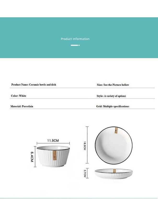 P-PLUS INTERNATIONAL Fusion Porcelain Dinnerware Set - Round Plates and Soup Bowls (4 Bowls + 2 Plates) - Solid White - Image 2