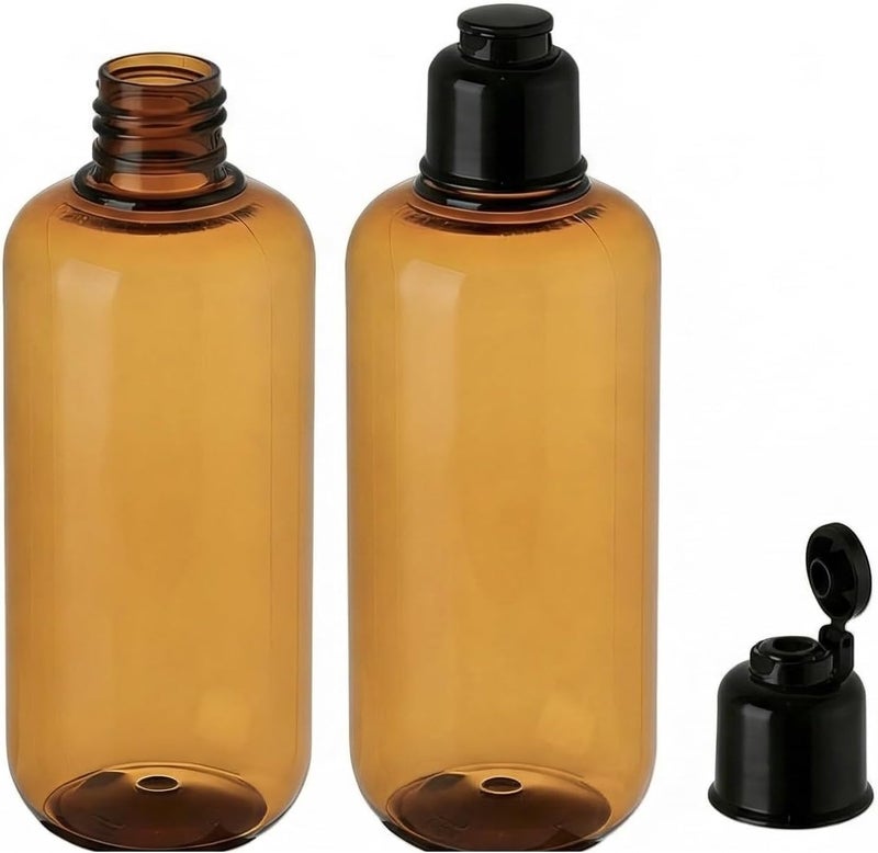 VASANA 300ml/10oz Empty Refill Plastic Squeeze Bottles with Black Flip Cap Cosmetic Makeup Essential Oil Water Shampoo Shower Gel Liquid Body SoapStorage Holder DIY Beauty Tool Pack of 2 (Amber) - Image 1
