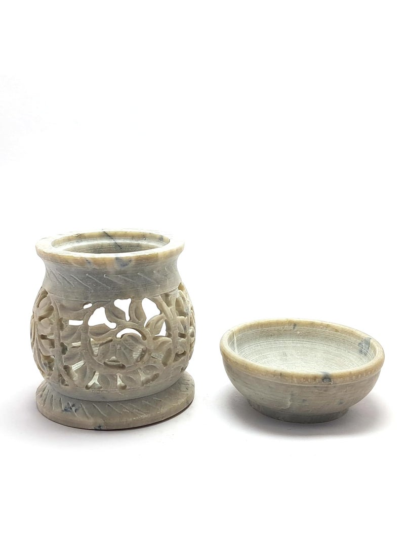 UV Creations Hand Made 3 inch Lamp Burner with 1 inch Bowl Tea Light Holder Decorative Thing Made of Two Pieces of Soapstone Aromatherapy by UV Creations  - Image 4