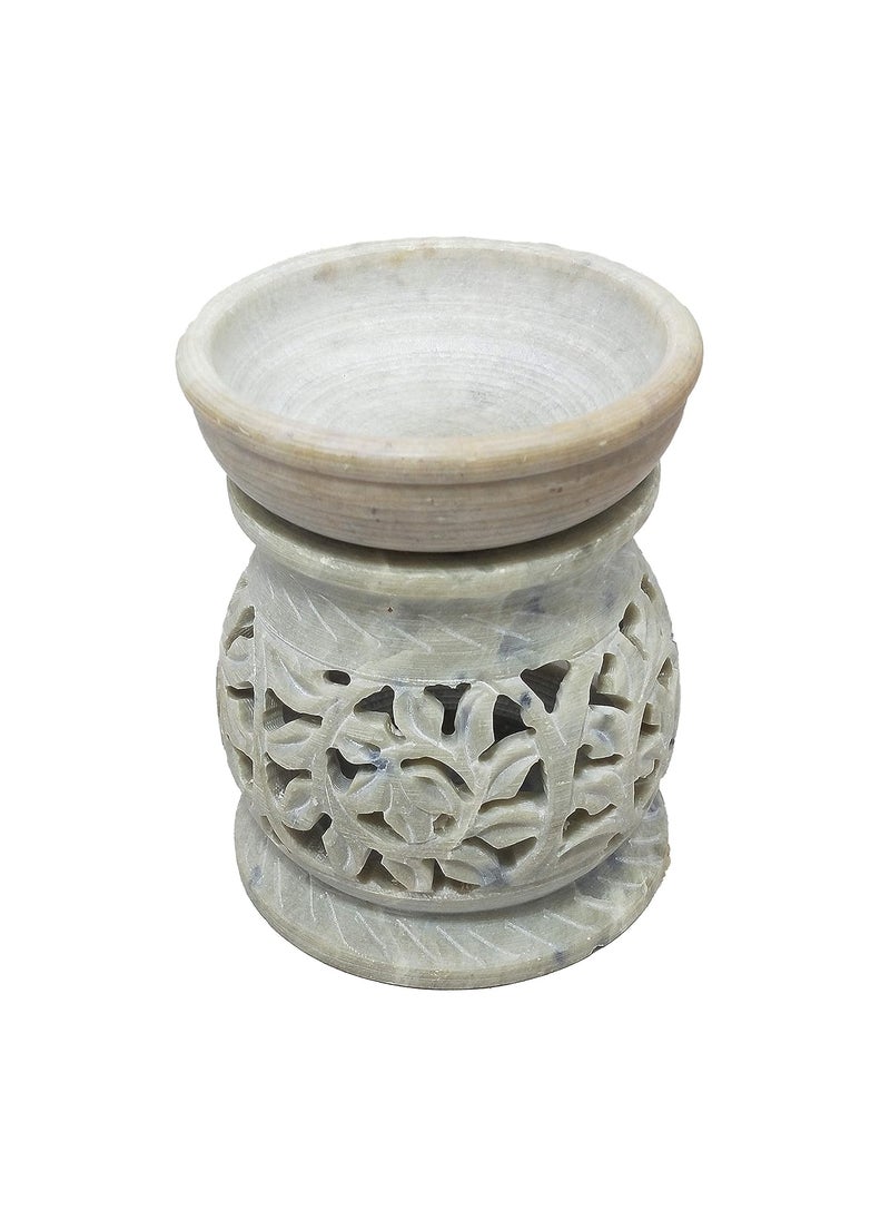 UV Creations Hand Made 3 inch Lamp Burner with 1 inch Bowl Tea Light Holder Decorative Thing Made of Two Pieces of Soapstone Aromatherapy by UV Creations  - Image 2