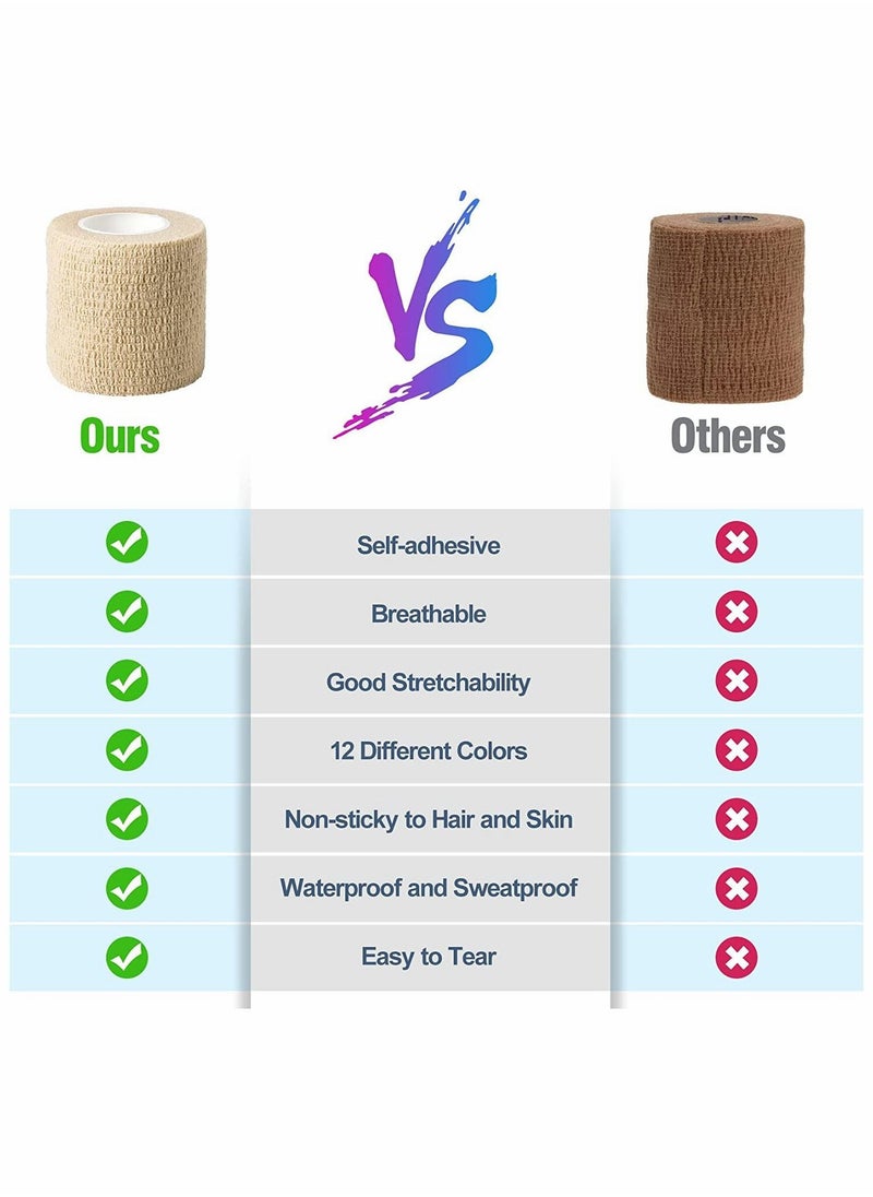 Generic 6 Self-Adhesive Adhesive Wrap Bandages 2 X 5 Yards, Sports Tape, Breathable Wound Bandage for Wrist  - Image 3