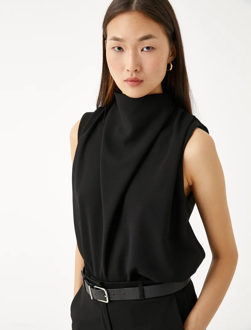 KOTON Draped Blouse High Neck Sleeveless