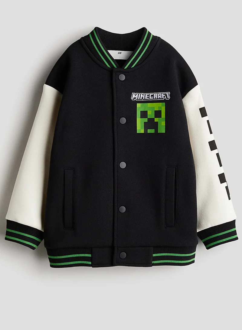 اتش اند ام Oversized Printed Baseball Jacket