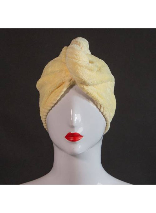 ريفي غطاء شعر مودرن ليموني مقاس وسط – منشفة شعر ناعمة بربطة وزر للنساء - Image 1