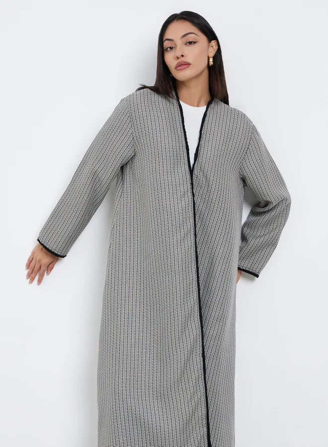 Amirah Amirah Multi Tweed Look Abaya with Frayed Edge
