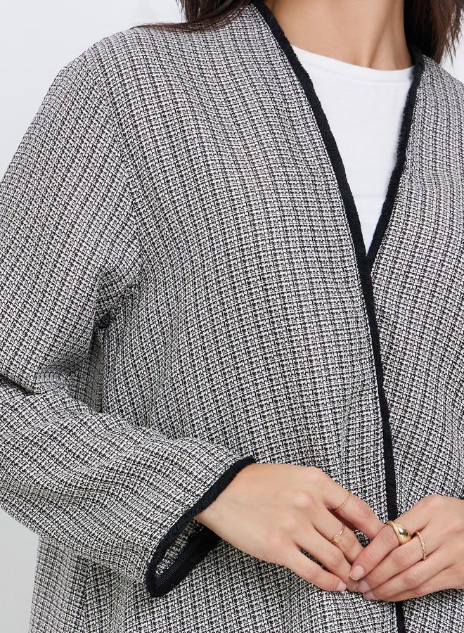Amirah Multi Tweed Look Abaya with Frayed Edge - Image 3