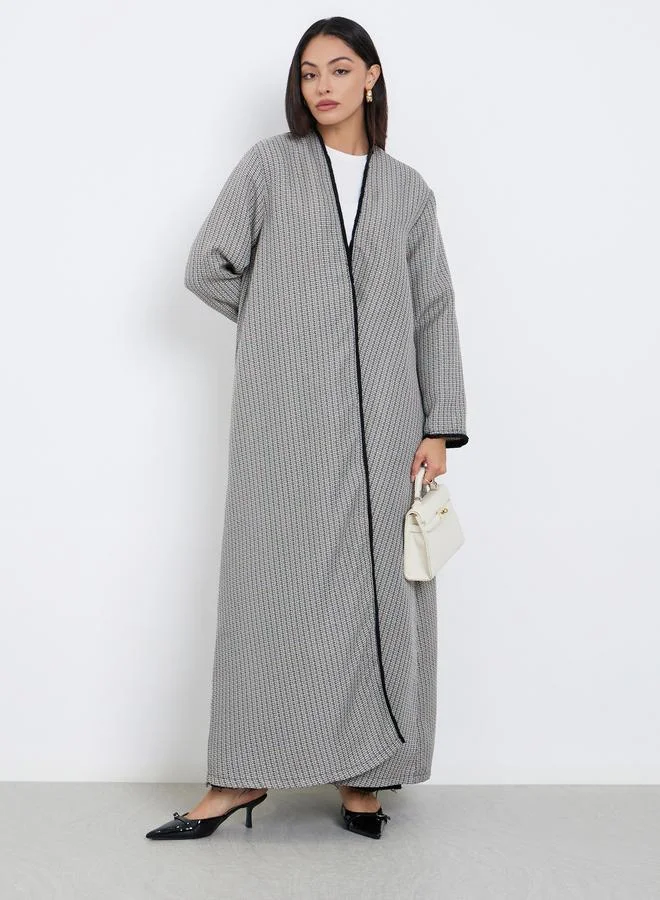 Amirah Multi Tweed Look Abaya with Frayed Edge