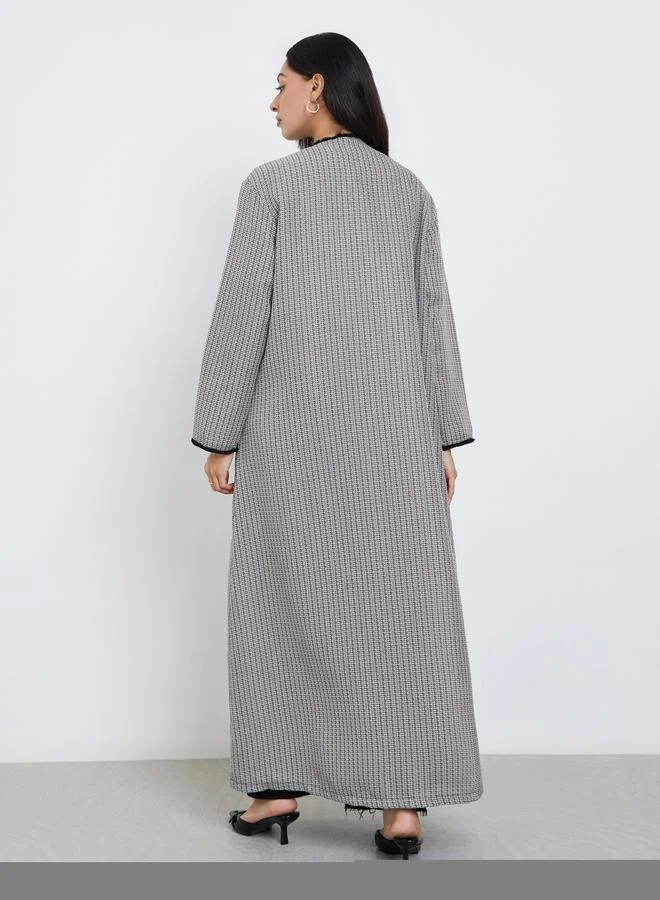 Amirah Multi Amirah Multi Tweed Look Abaya with Frayed Edge for Women | Best Price UAE