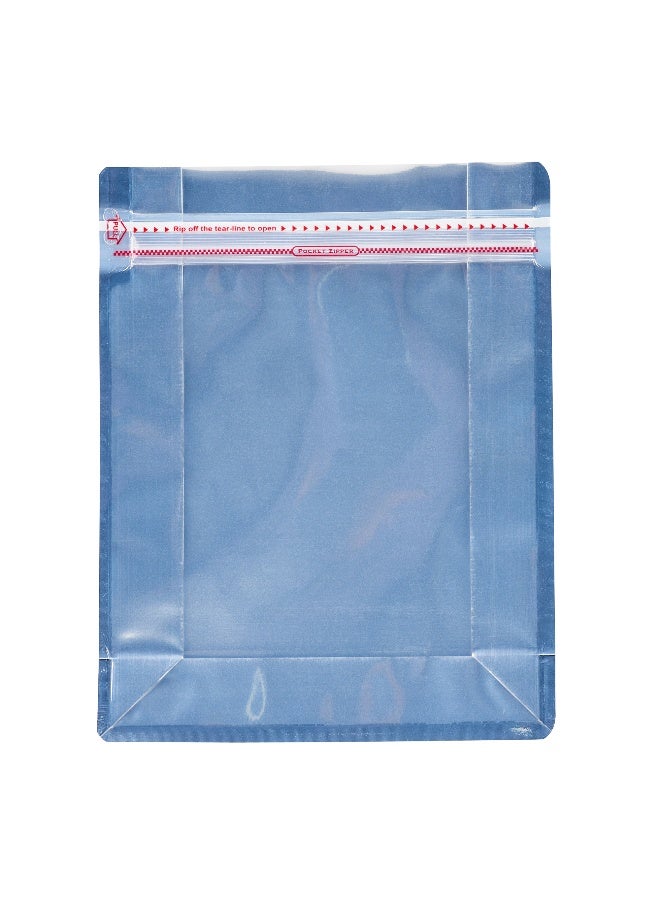 Restaurantware Bag Tek 9.4 Inch x 7.4 Inch x 2.8 Inch Heat Seal Bags, 100 Large Resealable Pouches - Rip Lock, Clear Window, Red Plastic Resealable Bags, Heat Sealable, For Snacks Or Sandwiches - Image 1