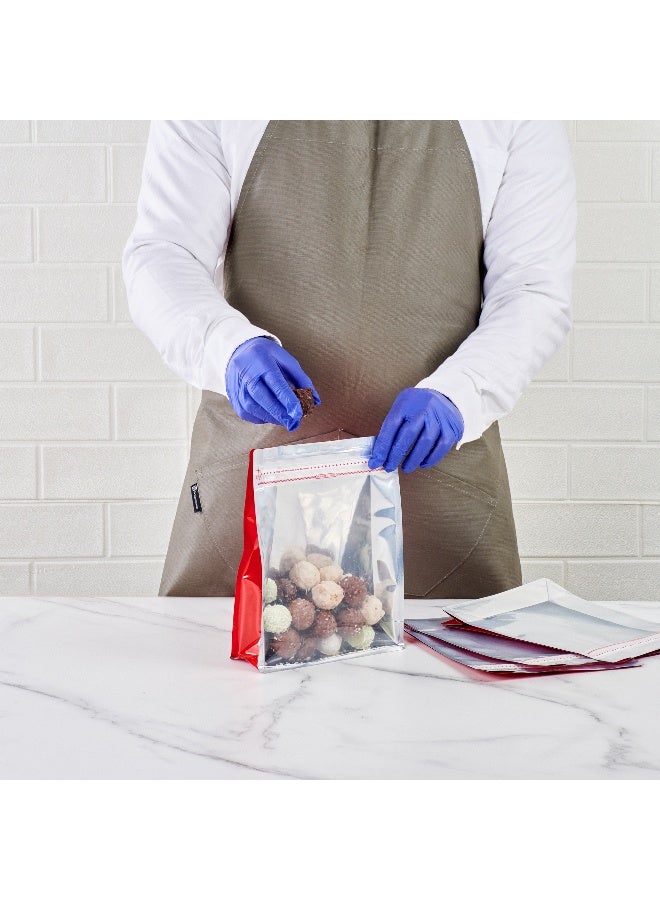 Restaurantware Bag Tek 9.4 Inch x 7.4 Inch x 2.8 Inch Heat Seal Bags, 100 Large Resealable Pouches - Rip Lock, Clear Window, Red Plastic Resealable Bags, Heat Sealable, For Snacks Or Sandwiches - Image 5