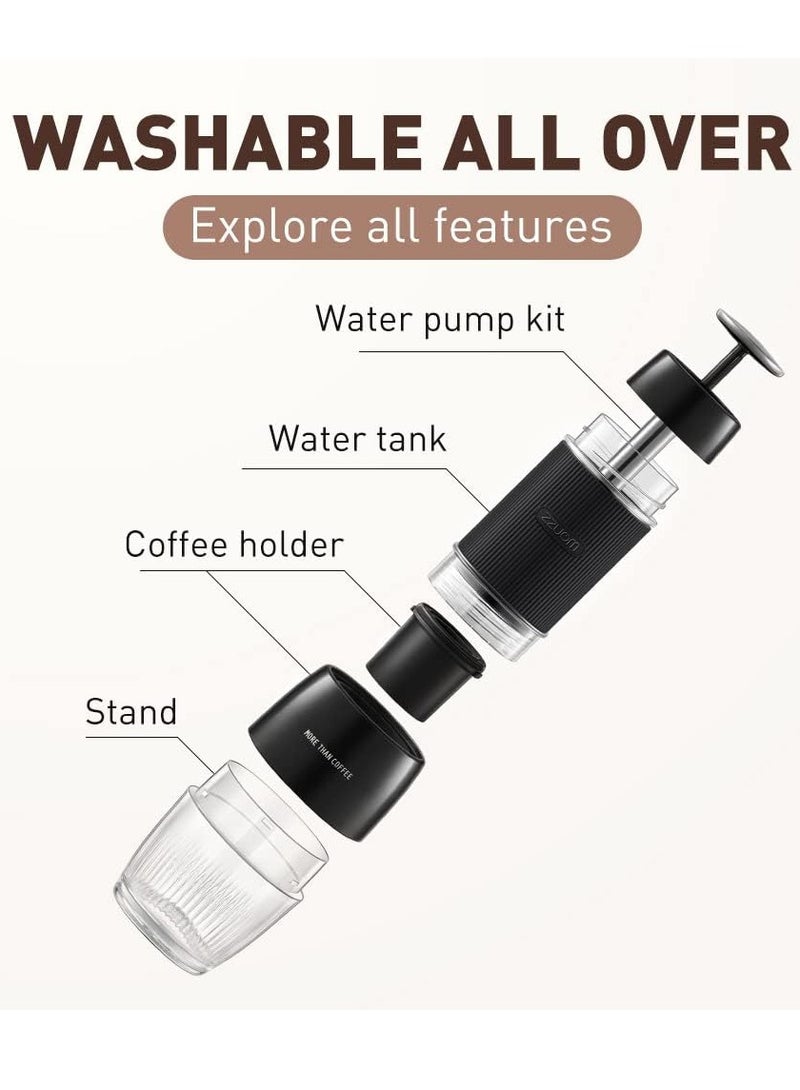 Gerenic Protable Espresso Machine, Compatible with Ground Coffee & Nespresso Capsules, 18 Bar Pressure for Rich Crema, Manual Espresso Maker, Perfect for Travel, Camping, Hiking - Image 4