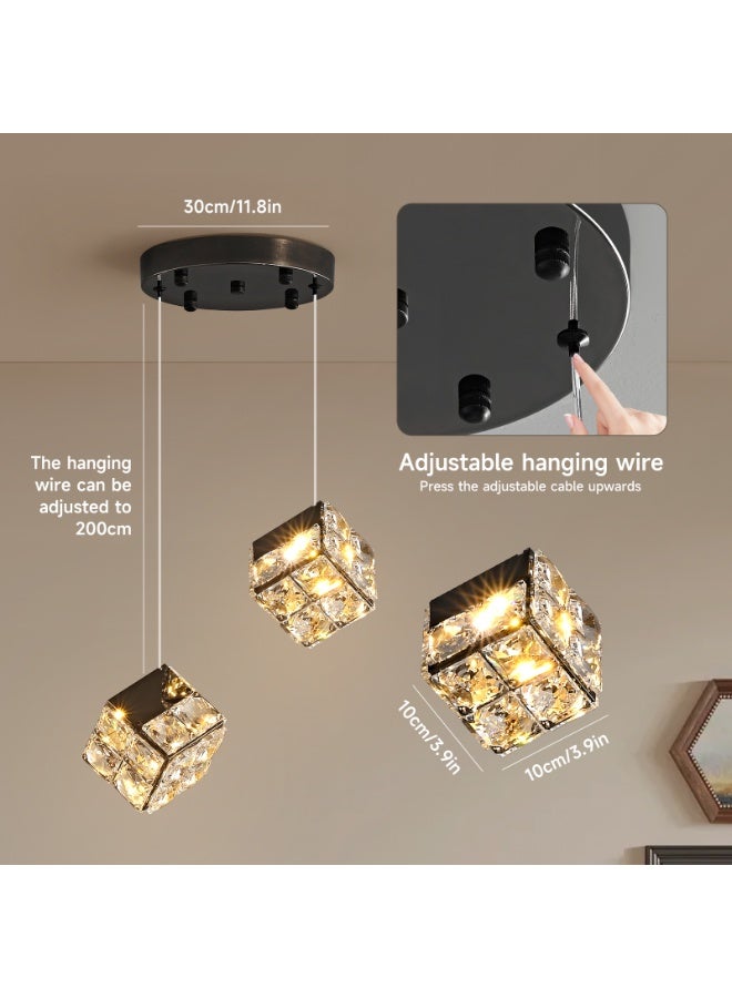 إرنيا الثريا الكريستال الحديثة، والمصابيح الدايود المبتعث للضوء، والمصابيح القابلة للتعديل، والمنضدة الأمامية للفراش، والردهة، والممرات، والسلالم، (أسود) - Image 3