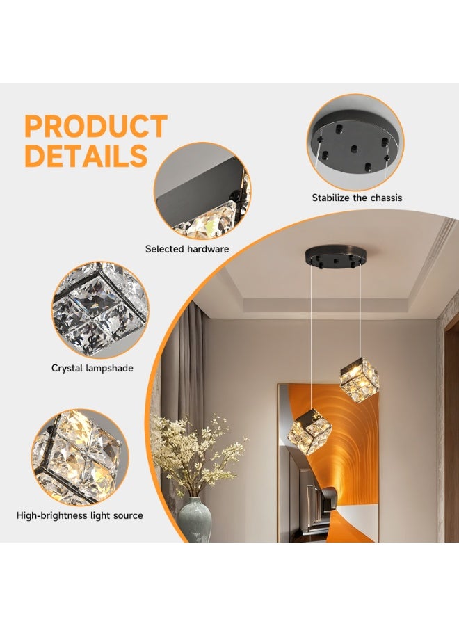 إرنيا الثريا الكريستال الحديثة، والمصابيح الدايود المبتعث للضوء، والمصابيح القابلة للتعديل، والمنضدة الأمامية للفراش، والردهة، والممرات، والسلالم، (أسود) - Image 4