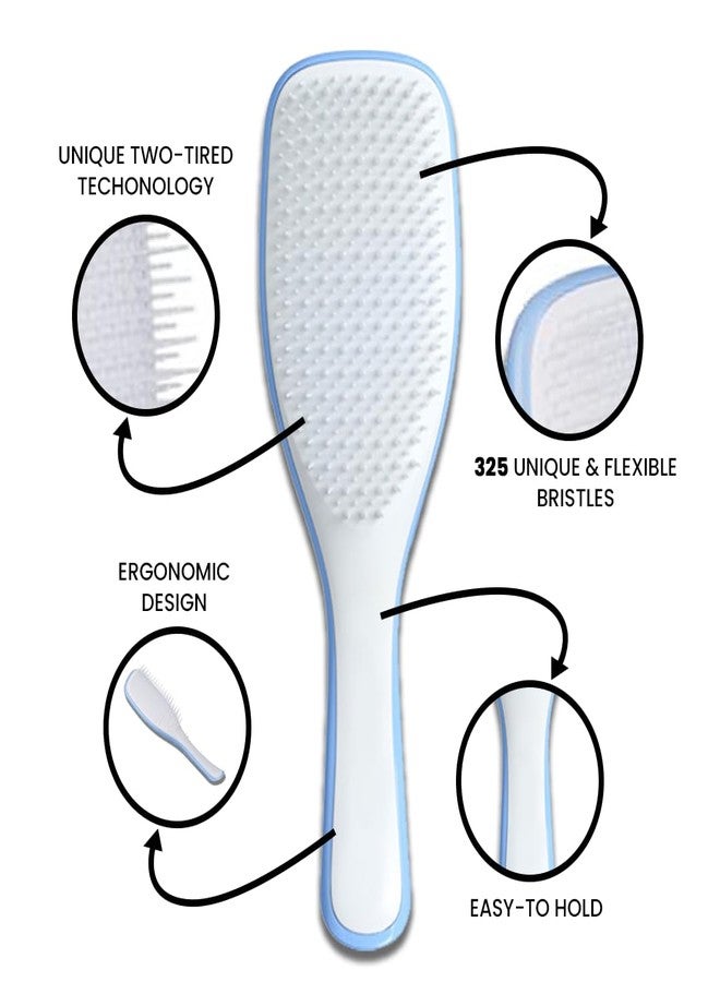 N Treck Paddle Detangler Brush for Men & Women | Comb for Dry & Wet Styling | Flexible Bristles Gently Glide Through Hair & Massage Scalp | Reduces Damage - Pack of 1, Blue - Image 5