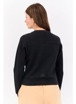 Adidas Women Regular Fit Long Sleeve Outdoor Sweatshirts, Black  - Image 4
