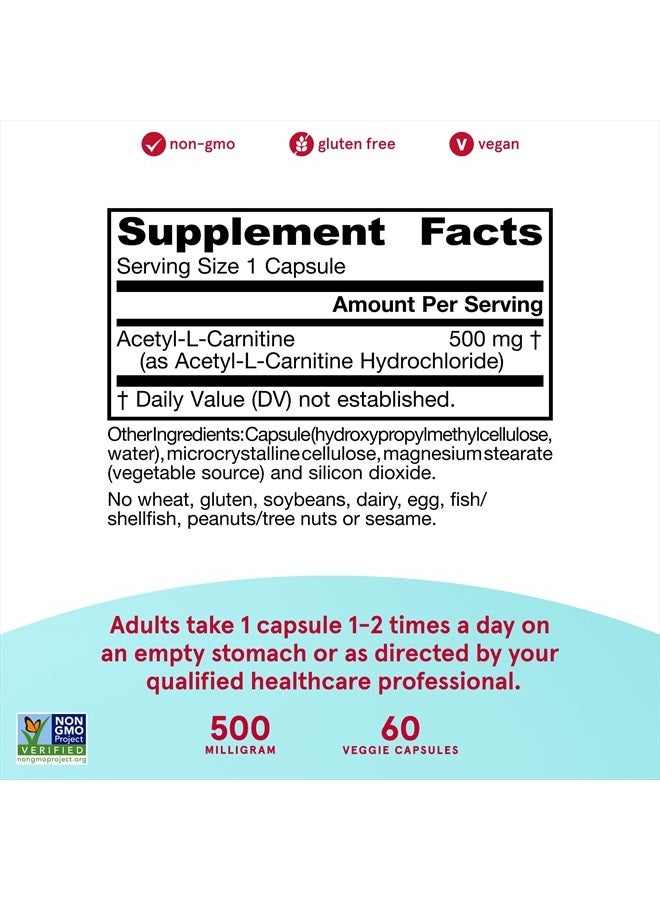 jarrow formulas أسيتيل L-كارنيتين 500 ملغ - حماية مضادة للأكسدة للدماغ - يدعم إنتاج الطاقة والتمثيل الغذائي - صحة القلب والأوعية الدموية - 60 كبسولة نباتية (قد يختلف التعبئة)  - Image 3