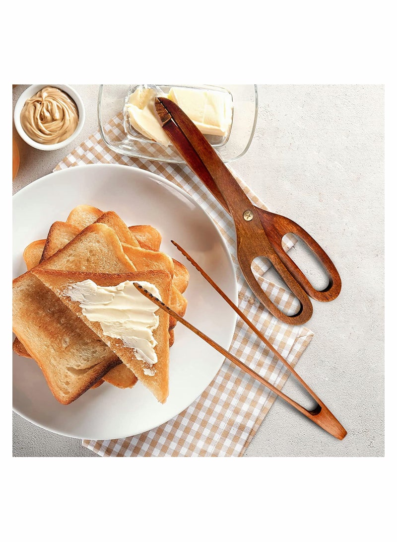 2 Packs of Eco-Friendly Reusable Wooden Toaster Tongs - Multi-Purpose Kitchen Tools for BBQ, Toast, Fruits & More - Ideal for Cooking, Buffets & Steak Lovers - Image 2