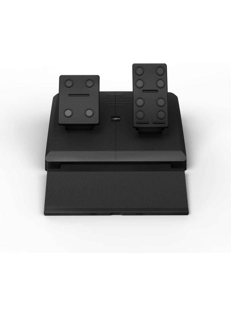 uRage GripZ 500 PC Gaming Steering Wheel with Pedals, Dual Vibration, 180° Rotation, 24cm, Black/Blue - Image 3