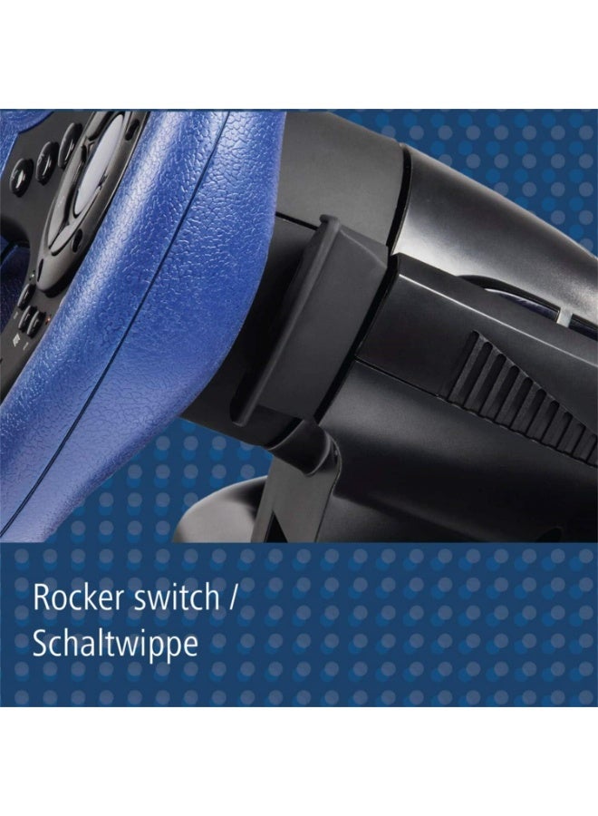 uRage GripZ 500 PC Gaming Steering Wheel with Pedals, Dual Vibration, 180° Rotation, 24cm, Black/Blue - Image 5