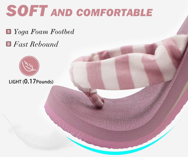 KuaiLu Flip Flops Women Arch Support Yoga Mat Comfortable Summer Beach Walking Thong Cushion Sandals Slip on Pool Outfits Travel Essentials Orthotic Slides Indoor Outdoor Slippers Shoes Pink Size 9 - Image 5