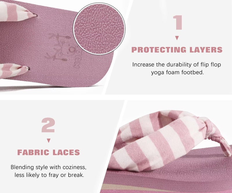 KuaiLu Flip Flops Women Arch Support Yoga Mat Comfortable Summer Beach Walking Thong Cushion Sandals Slip on Pool Outfits Travel Essentials Orthotic Slides Indoor Outdoor Slippers Shoes Pink Size 9 - Image 3