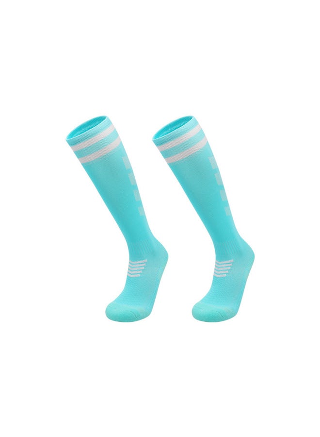 Sky Blue Professional Football Socks Long Tube Adult Thickened Towel Bottom Children And Middle Children Thin Over-the-knee Breathable Sports Socks