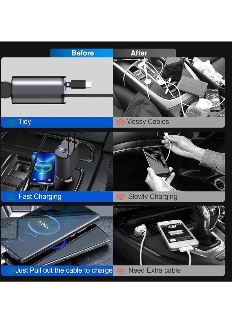 ELTRAZONE "Type-C Car Charger with Retractable Cable – Compact and User-Friendly Design"  - Image 3