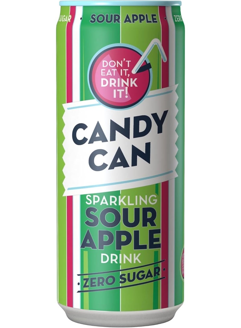 كاندي كان مشروب غازي Candy Can بنكهة التفاح الحامض (Sour Apple) - خالي من السكر - 330 مل - Image 1