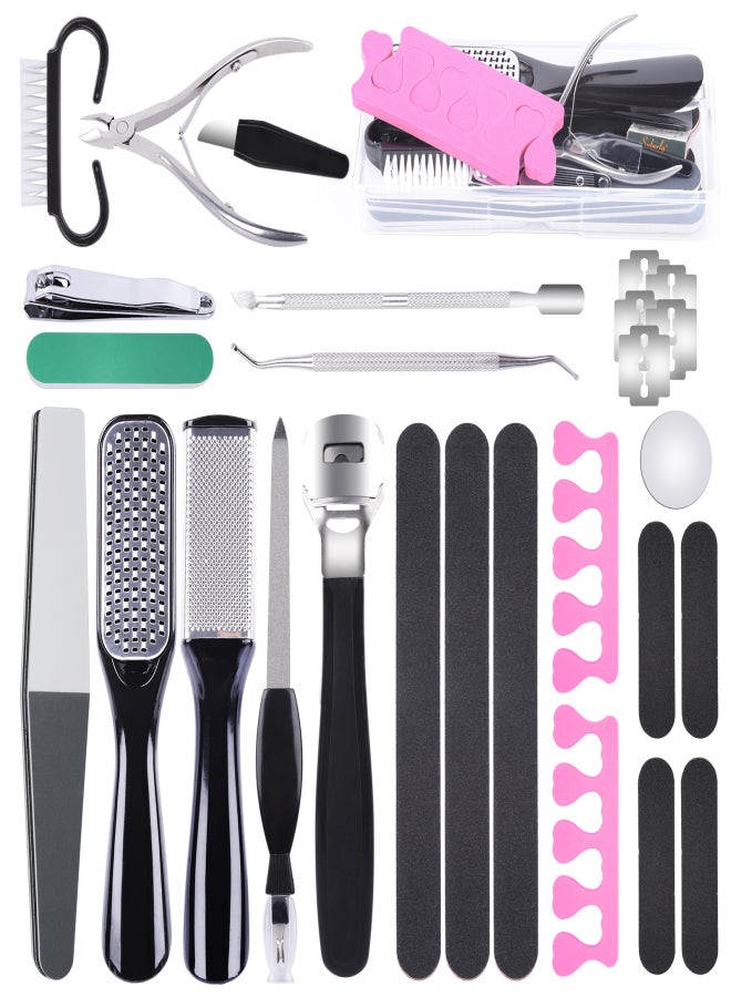 Aiseely Professional Pedicure Tools Set, 23 in 1 Stainless Steel Foot Care Kit Foot Rasp Dead Skin Remover Pedicure Kit for Men Women Salon or Home Best Gift - Image 1