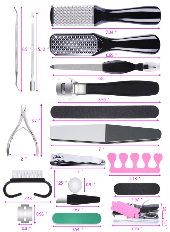 Aiseely Professional Pedicure Tools Set, 23 in 1 Stainless Steel Foot Care Kit Foot Rasp Dead Skin Remover Pedicure Kit for Men Women Salon or Home Best Gift - Image 5