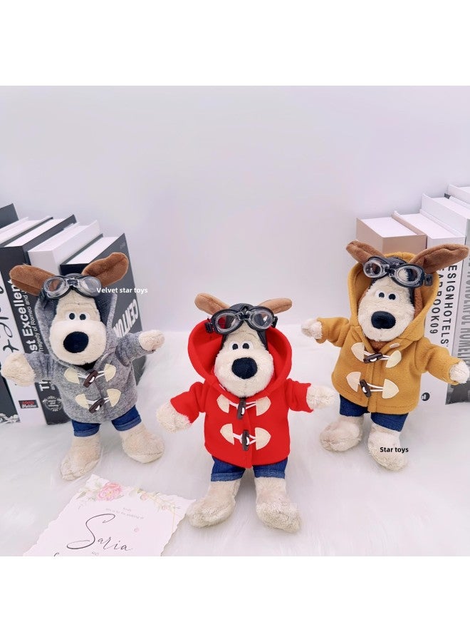 Cartoon Piloting Dog Plush Toy Mobile Phone Clip Car Decoration Doll Gift Short-Haired Animal Shape Fiber Cotton Filled Toy-Specifications:23cm Pink Windcoat-Color:Mobile Phone Back Clip  - Image 2