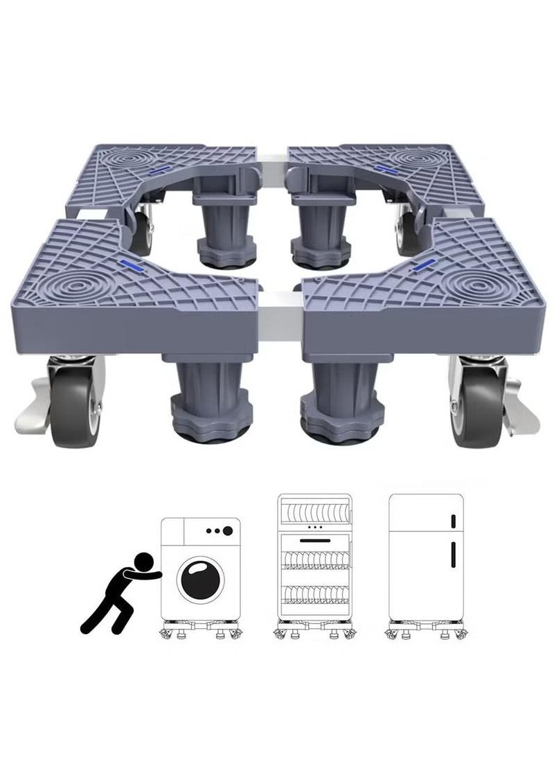 XiuWoo Movable Washing Machine Base Stand, Adjustable Fridge Stand with 4 Locking Wheels, Universal Mobile Base for Dryer, Refrigerator, Furniture and Appliance  - Image 1
