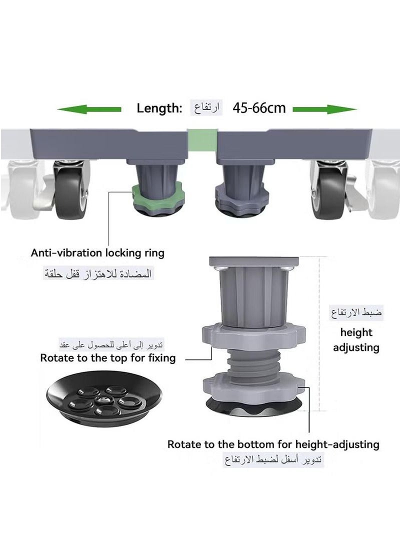 XiuWoo Movable Washing Machine Base Stand, Adjustable Fridge Stand with 4 Locking Wheels, Universal Mobile Base for Dryer, Refrigerator, Furniture and Appliance  - Image 4