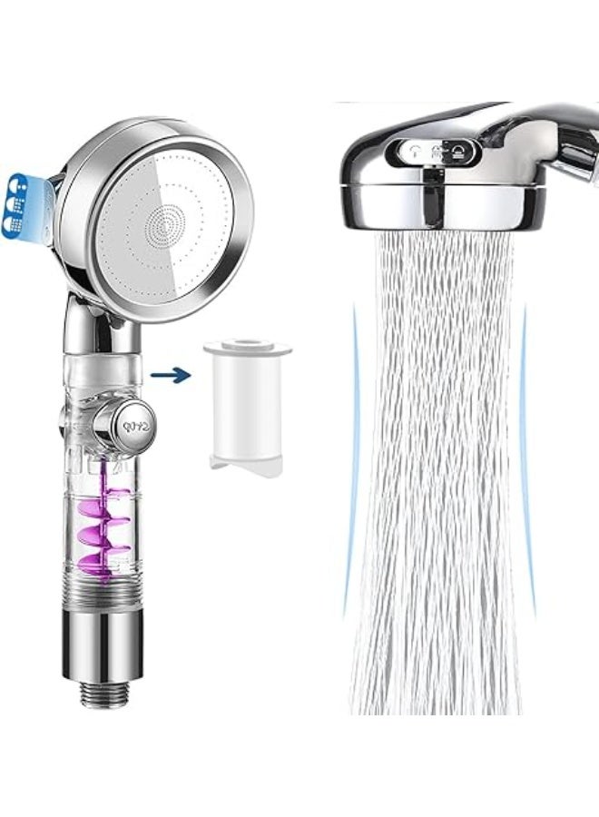 أمازينج. إي جي بي رأس دش تربو محمول باليد عالي الضغط من ذا باك، دوران 360 درجة مع زر إيقاف وفلتر (فضي) - Image 3