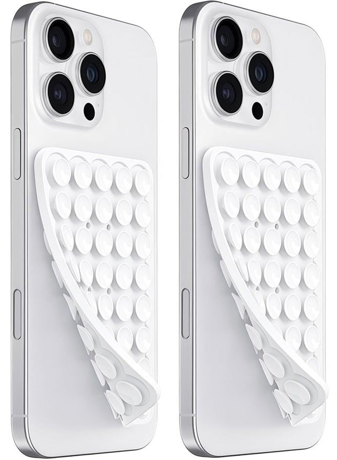 AZXYI 2 Pack Silicone Suction Cup Phone Case Mount Double Sided, Non Slip Phone Accessories for Cellphone, Hands-Free Strong Grip Silicon Phone Holder for Selfies and Videos (White) - Image 1