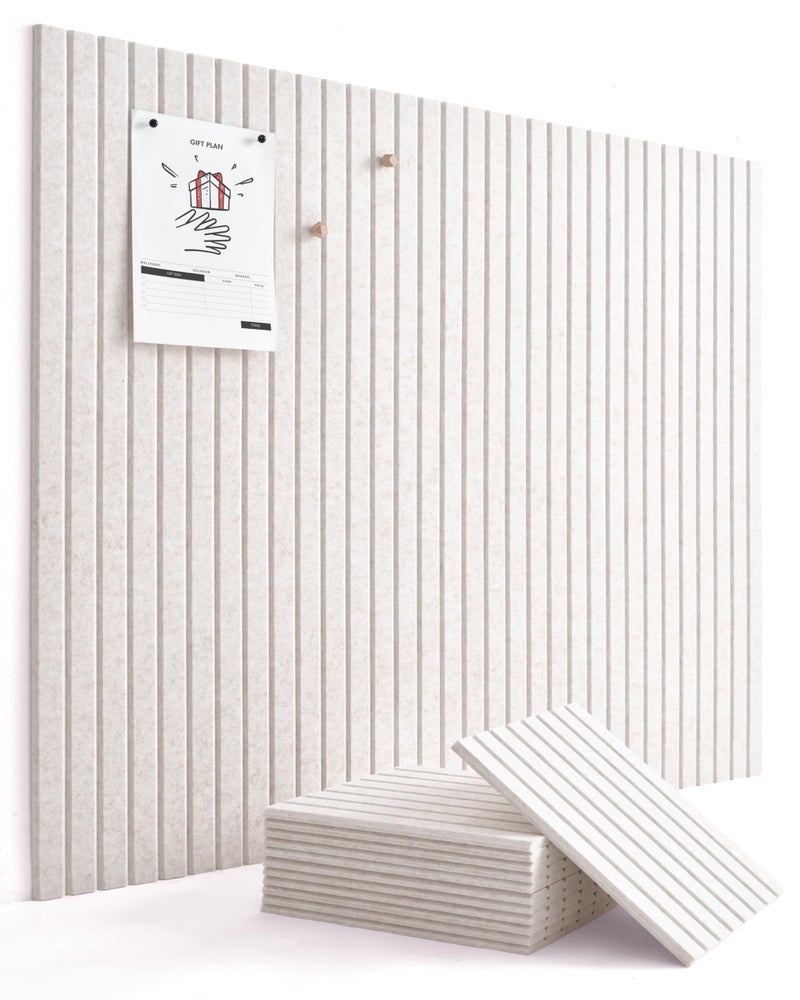 VIVELDA Large Bulletin Board 48"x36" - Office Wall Organizer, Replace your Old Cork Boards for Walls for Office Decor -12-pack Felt Wall Panels to Use in Home Office Decor, Classroom Decor (Limestone) - Image 1