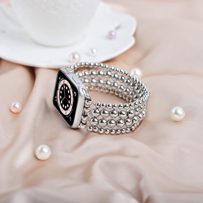 MOFREE Band Compatible with Apple Watch 38mm 40mm 41mm Beaded Bracelet Women, Fashion Handmade Elastic Stretch Strap for iWatch Series 9/87/SE/6/5/4/3/2/1 Bands - Image 3