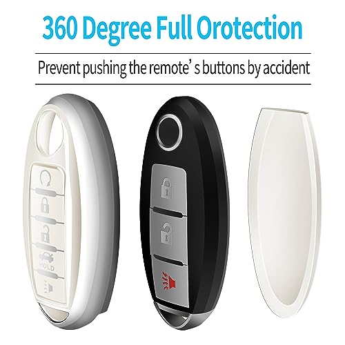 Tukellen Compatible with Nissan Key Fob Cover Soft TPU Key Case for Infiniti X-Trail Rogue Altima Quest Pathfinder Sentra Patrol CIMA Fuga Armada Teana Murano 5 Buttons Key Shell-White - Image 4