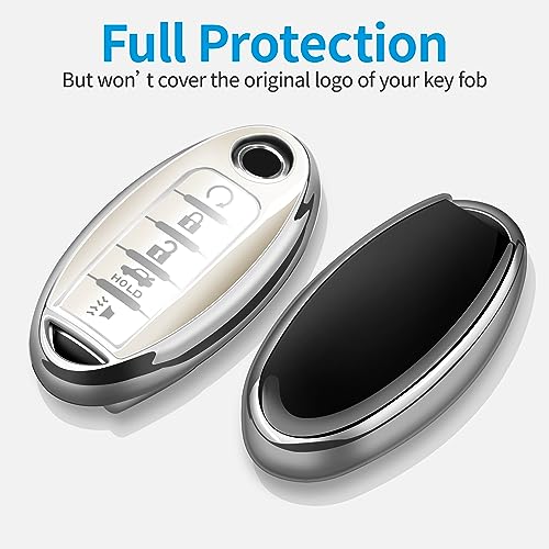 Tukellen Compatible with Nissan Key Fob Cover Soft TPU Key Case for Infiniti X-Trail Rogue Altima Quest Pathfinder Sentra Patrol CIMA Fuga Armada Teana Murano 5 Buttons Key Shell-White - Image 3