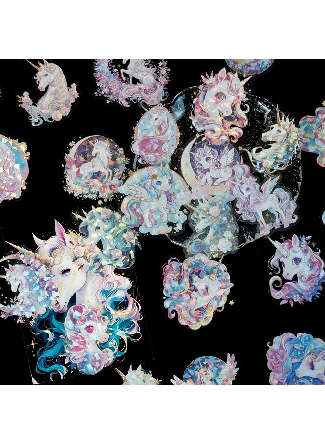 الأزرق جي دبليو 30 ملصق ليزر يونيكورن ملصق شفاف من الذهب الساخن كوب الماء حقيبة الكمبيوتر ملصق زخرفي ثلاثي الأبعاد - Image 3