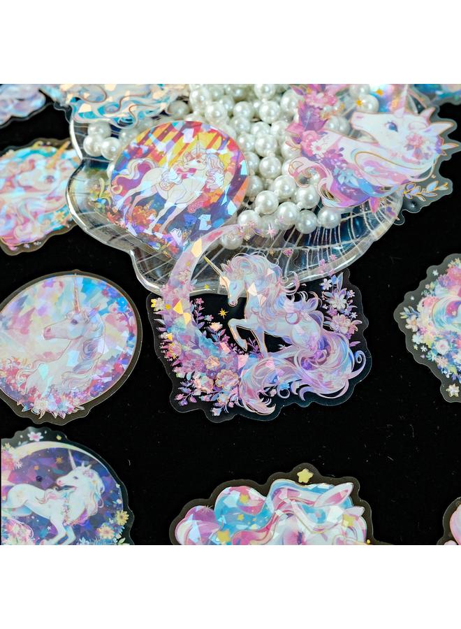 الأزرق جي دبليو 30 ملصق ليزر يونيكورن ملصق شفاف من الذهب الساخن كوب الماء حقيبة الكمبيوتر ملصق زخرفي ثلاثي الأبعاد - Image 5