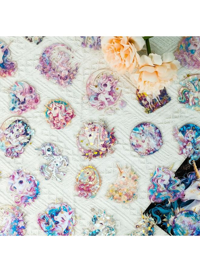 الأزرق جي دبليو 30 ملصق ليزر يونيكورن ملصق شفاف من الذهب الساخن كوب الماء حقيبة الكمبيوتر ملصق زخرفي ثلاثي الأبعاد - Image 2