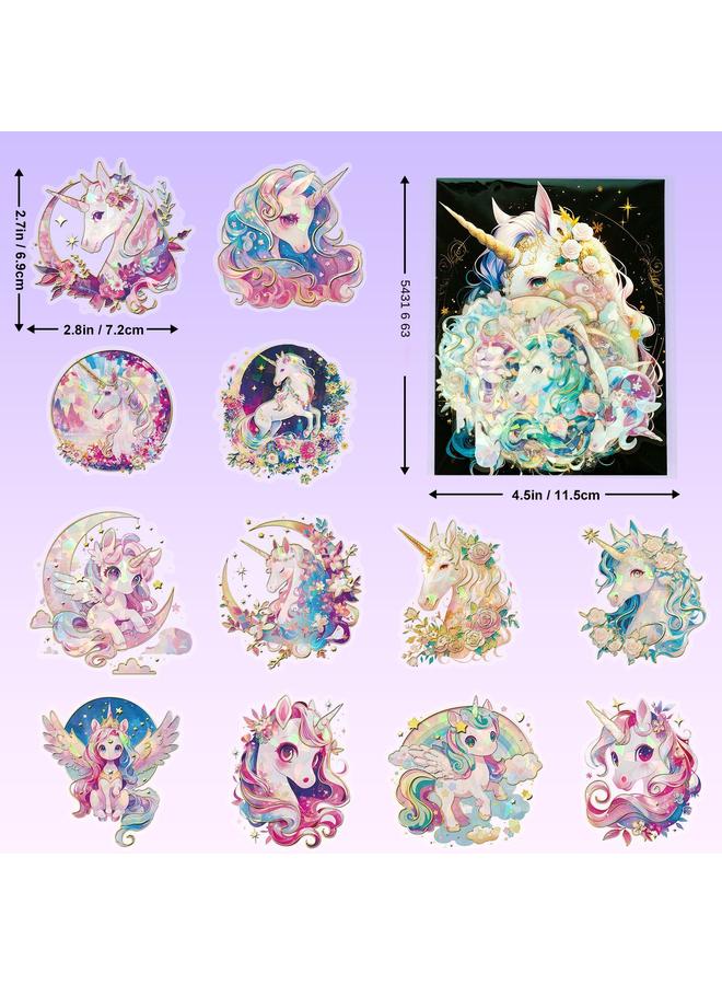 الأزرق جي دبليو 30 ملصق ليزر يونيكورن ملصق شفاف من الذهب الساخن كوب الماء حقيبة الكمبيوتر ملصق زخرفي ثلاثي الأبعاد - Image 4