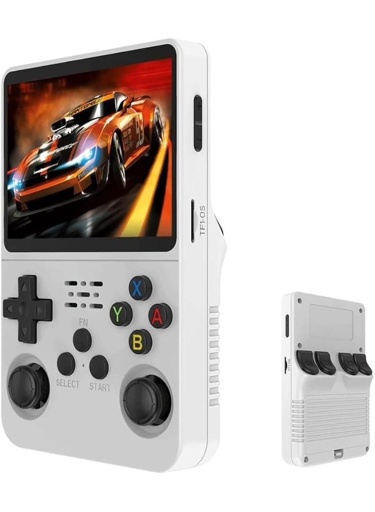 MUNTAQI وحدة تحكم الألعاب المحمولة R36S – لوحة ألعاب ريترو عالية الدقة 3.5 بوصة، معالج رباعي النواة 64 بت بسرعة 1.5GHz، 28 محاكي، دعم بطاقة TF بسعة 128GB، شحن سريع 5V/2A، مشغل ألعاب فيديو محمول للأطفال والبالغين - Image 1
