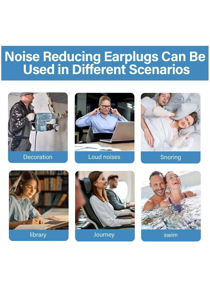 Ear Plugs For Sleeping,Soft Silicone Reusable EarPlugs For Noise Cancelling,Sound Blocking Noise Reduction,Waterproof Ear Plug Suitable For Sleeping Swimming Studying Traveling Concerts