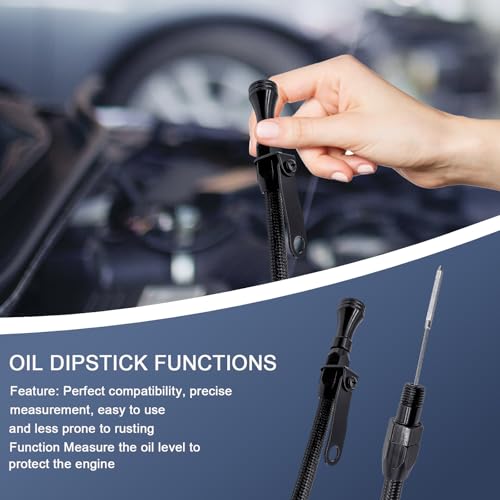 HAHAHA 1/4" NPT（20IN） Dipstick Compatible with Universal Engine Oil Dipstick Flexible Stainless Pan Entry 1/4" NPT Compatible with Chevy Ford (Black) - Image 4