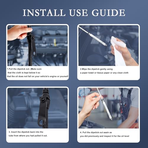 HAHAHA 1/4" NPT（20IN） Dipstick Compatible with Universal Engine Oil Dipstick Flexible Stainless Pan Entry 1/4" NPT Compatible with Chevy Ford (Black) - Image 5