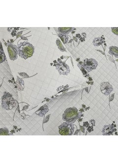MallowWorld MallowWorld All Weather 3 Pcs 100 Cotton Ultrasonic 280 Tc Printed King Size Quilted Bed CoverBedsheet with 2 Pillow Case Grey Green 90X100 Inches 254X228 cm  - Image 5